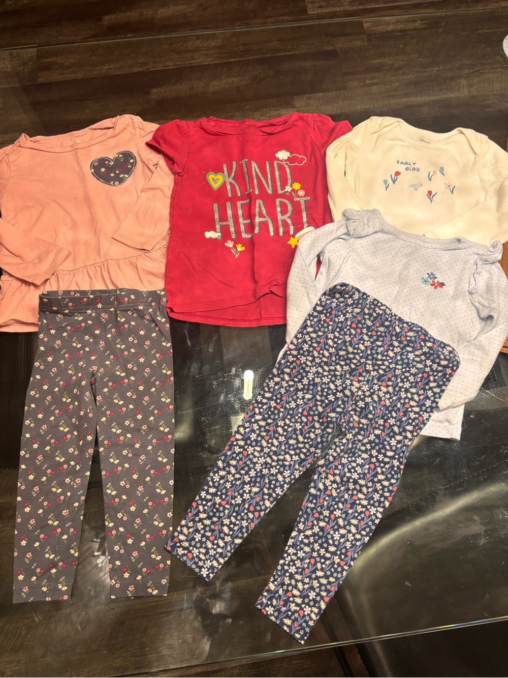 Carter's Girls Floral & Heart Matching Set in Pink, White, Gray, Navy